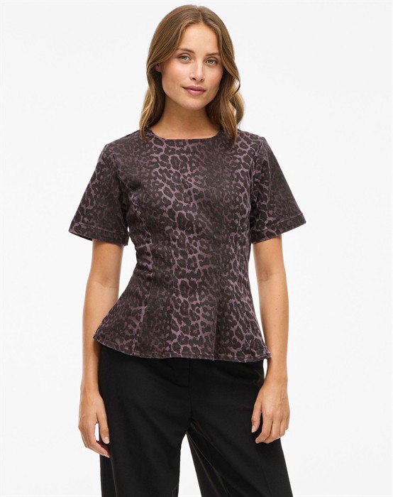 ViChia Sinched Waist Bluse - Fig Leopard 